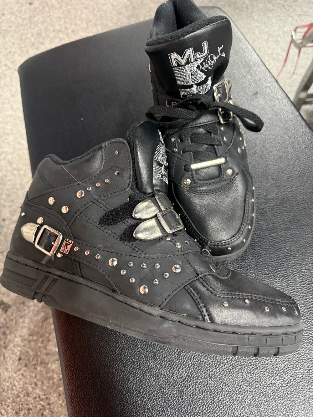L.A. Gear Black Studded High-Top Sneakers with Silver Accents - Picture 2 of 4